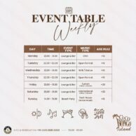 Coco Bongo [Post] event table weekly