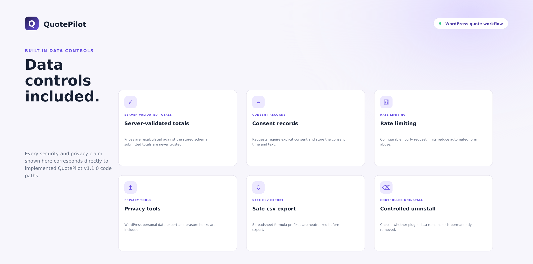 Built-in privacy and submission controls